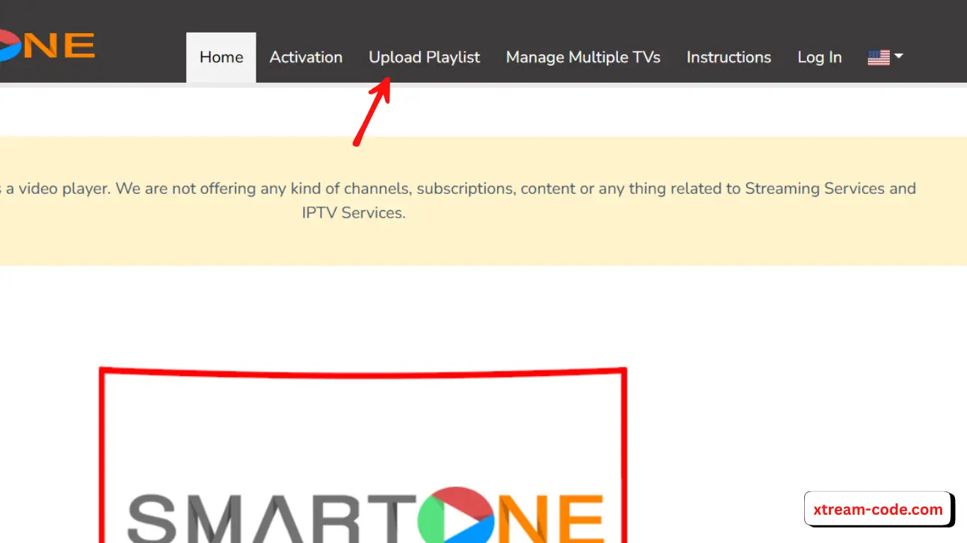 Go to SmartOne IPTV website and press Upload Playlist.