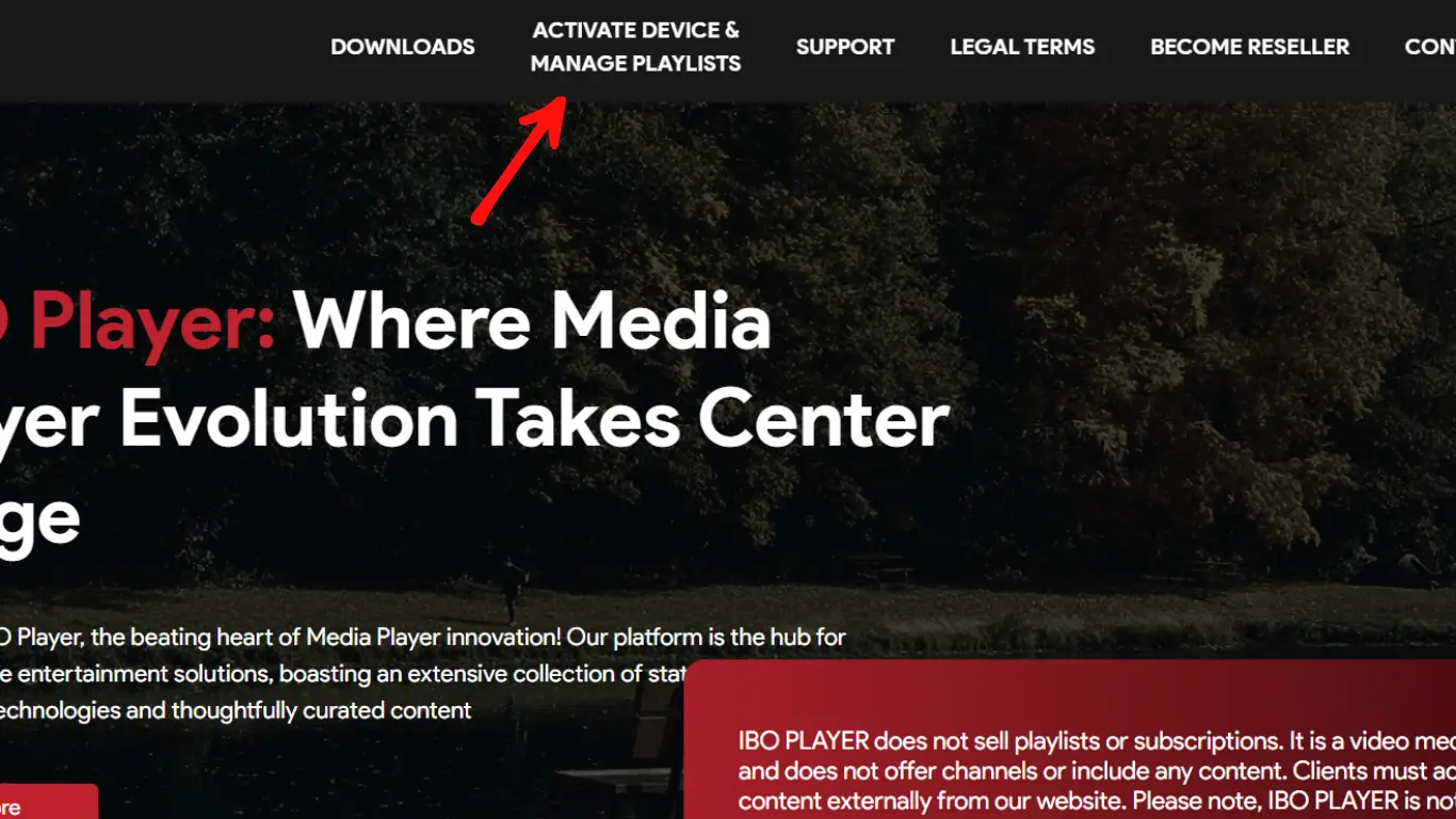 click ACTIVATE DEVICE & MANAGE PLAYLISTS on ibo player website